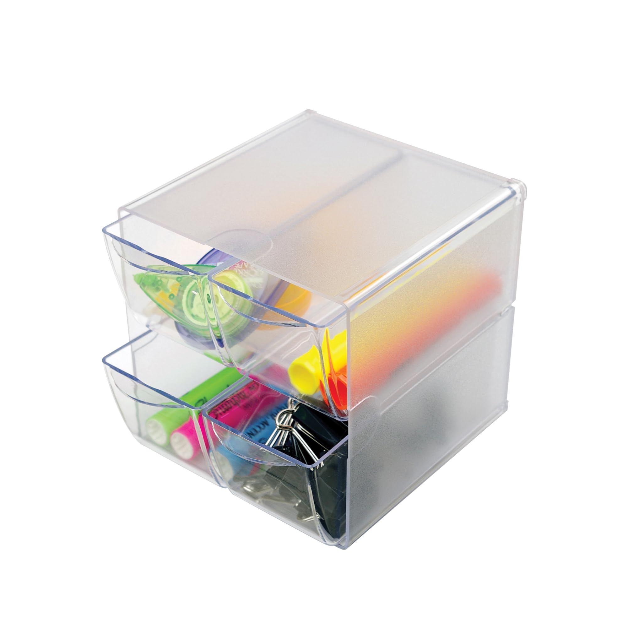 Deflecto 4 Drawer Cube Modular and Expandable Desktop Storage Solution for Stationery and Crafting, condiments, coffee, tea and sugar sachets.