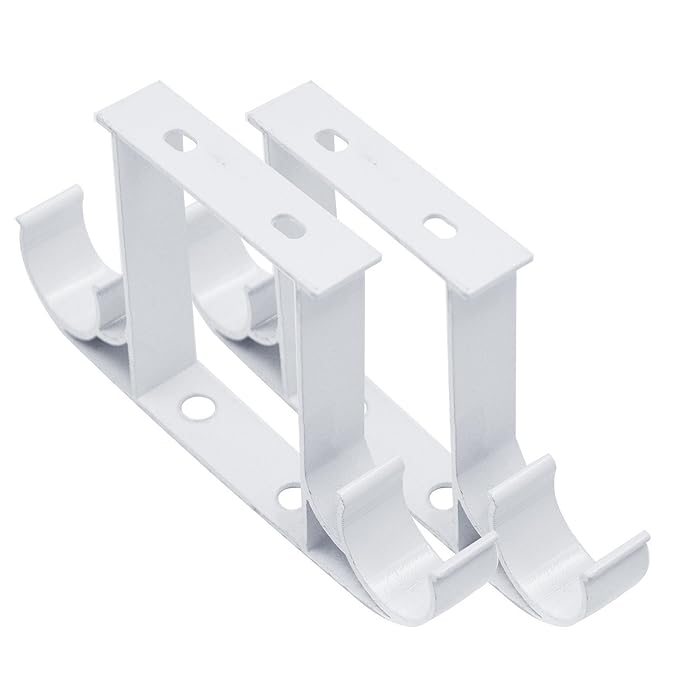 Bverionant 2pcs Double Curtain Rod Brackets Ceiling Mount Supports