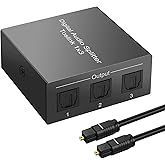 3 Port Toslink Splitter with Optical Cable (1 In 3 Out) Premium Quality Digital Optical Audio Splitter Aluminum Alloy SPDIF Toslink Fiber Audio Splitter Support Dolby Digital DTS 5.1 PCM Stereo LPCM