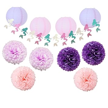 Amazon Com 24pcs Mermaid Party Decoration Set Under The Sea Party