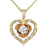 18K Gold Plated over Sterling Silver Rose Heart Necklace Birthday Gifts for Women-Adjustable Chain Jewelry gift for her, Girlfriend, Wife, Mom on Birthday, Anniversary