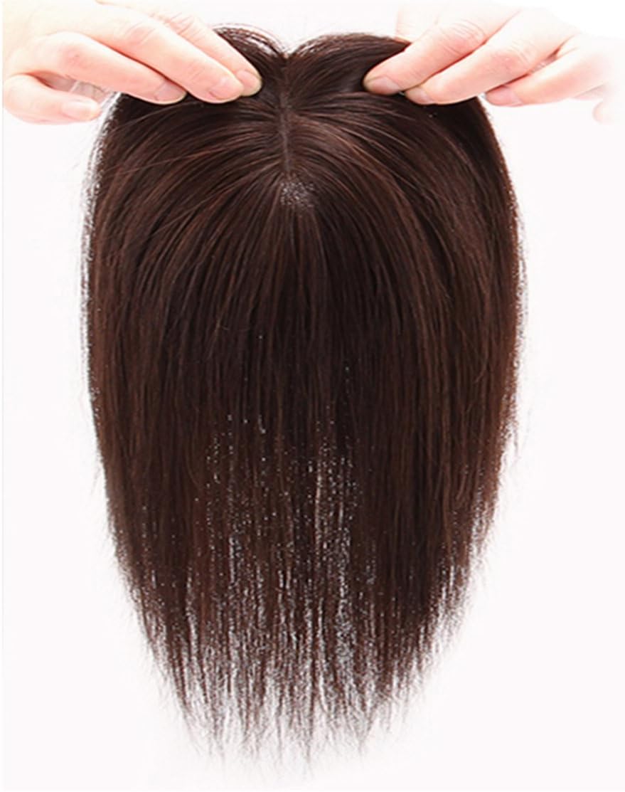 Clip in Human Hair Toppers for Women with Thinning Hair, 3"x4" Hand Tied Mono Crown Topper Hairpieces, 8" Bleach Blonde