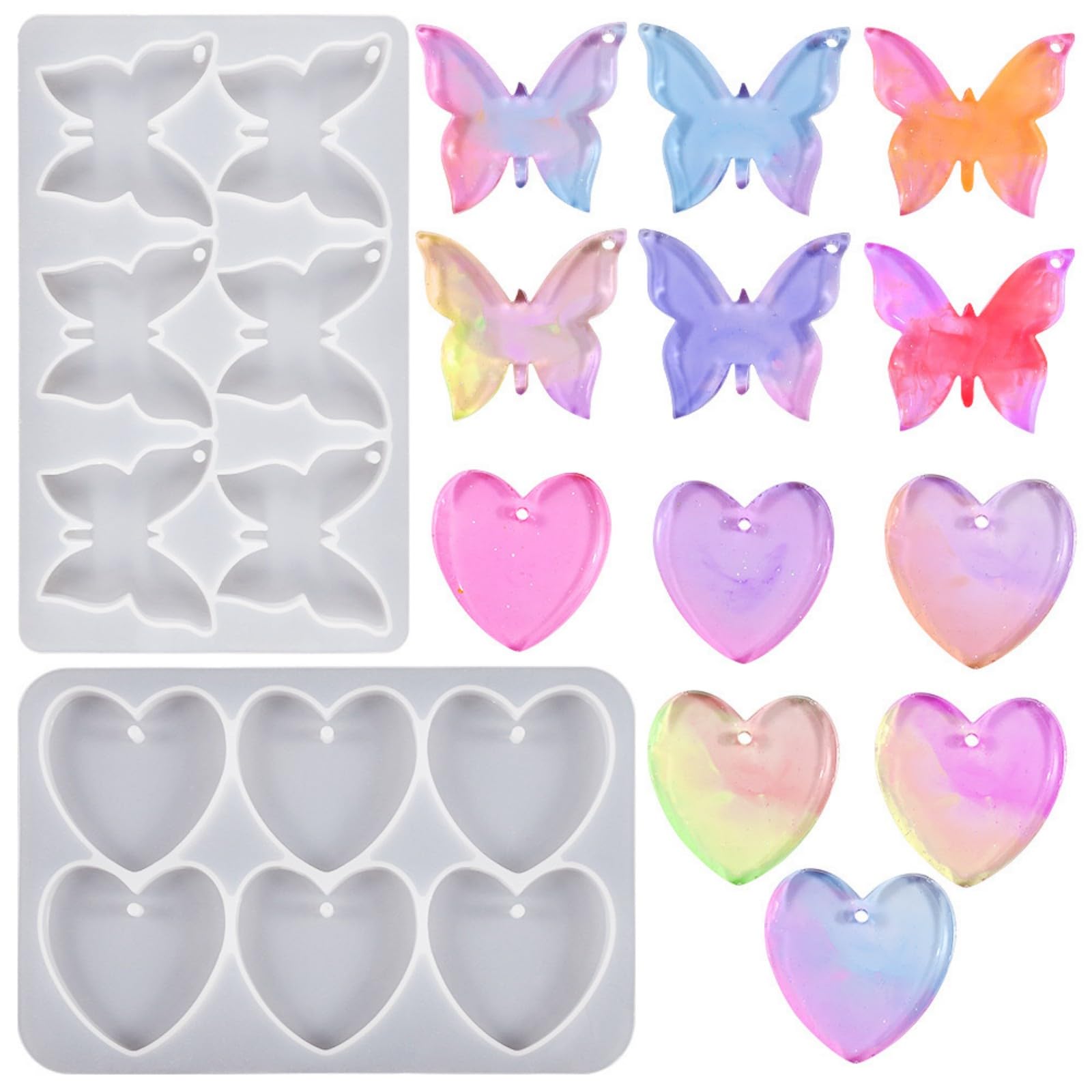Photo 1 of **POSSIBLY FLOWER MOLD / STOCK PHOTO FOR ITEM REFERENCE *** 2pcs Resin Keychain Molds, Resin Mold with Holes,  Keychain Epoxy Resin Mold,Keychain Molds for Epoxy Resin