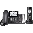 Panasonic 2-Line Corded/Cordless Phone System with 1 Handset - Answering Machine, Link2Cell, 3-Way Conference, Call Block, Long Range DECT 6.0, Bluetooth - KX-TG9581B (Black)
