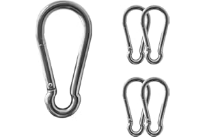 ZEIKIWE 4PCS 3 Inch 304 Stainless Steel Carabiner Clip, Heavy Duty Carabiner Snap Hooks 520LBS, Locking Gym Carabiners for Weight Lifting, Cable Machine, Hammock, Outdoor Key Ring Rope Chain Hanging