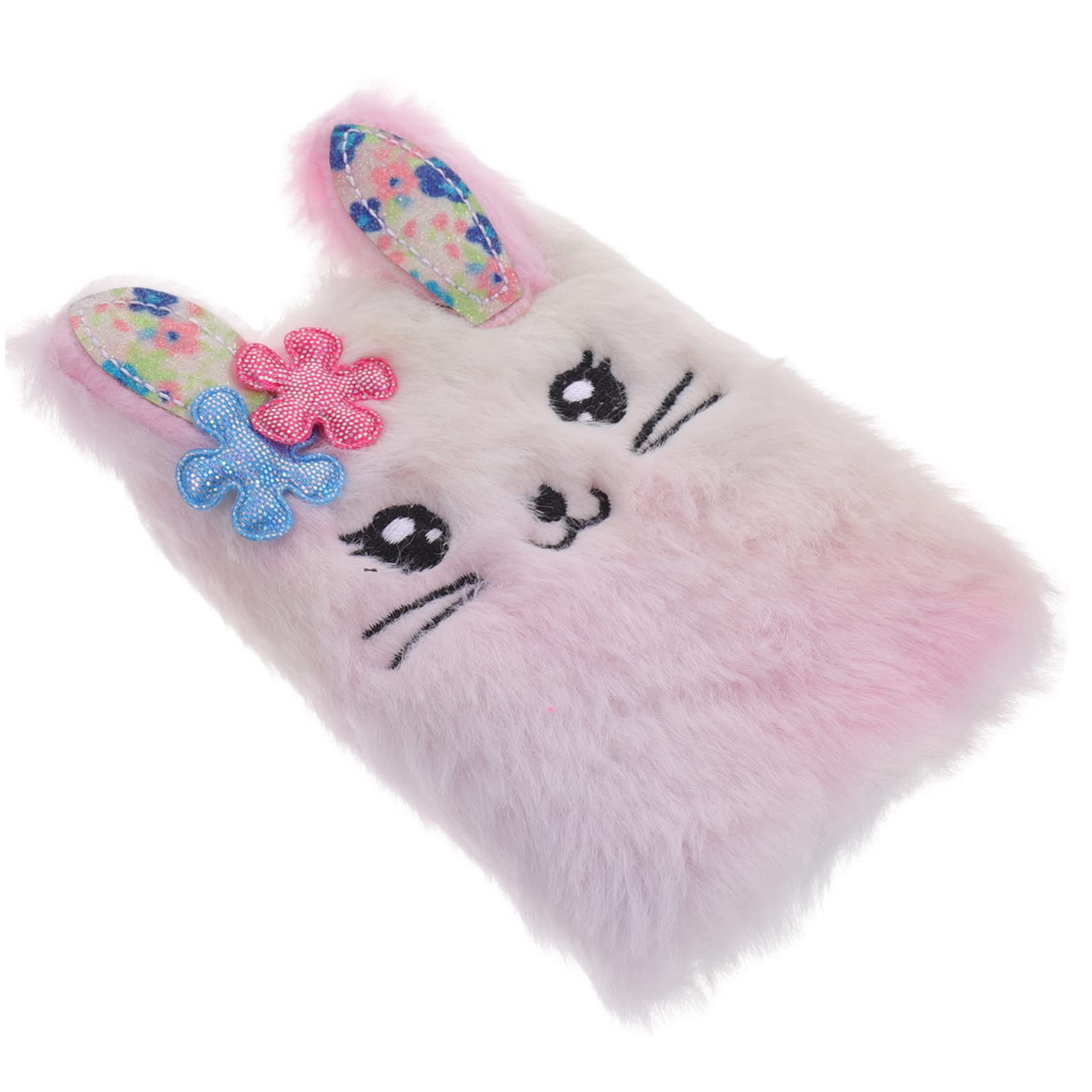 KOMBIUDA Adorable Cartoon Bunny Plush Diary Book for Girls Multi-function Fluffy Notebook Portable Pocket Journal for Daily Use Travel Writing