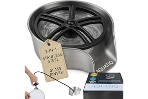 AquatiQ 2 in1 Glass Rinser for Kitchen Sink - Stainless Steel Cup Cleaner - Counter Top Bottle Washer - Kitchen Sink Accessories - Attachements - Sink Sprayer (Nickel)
