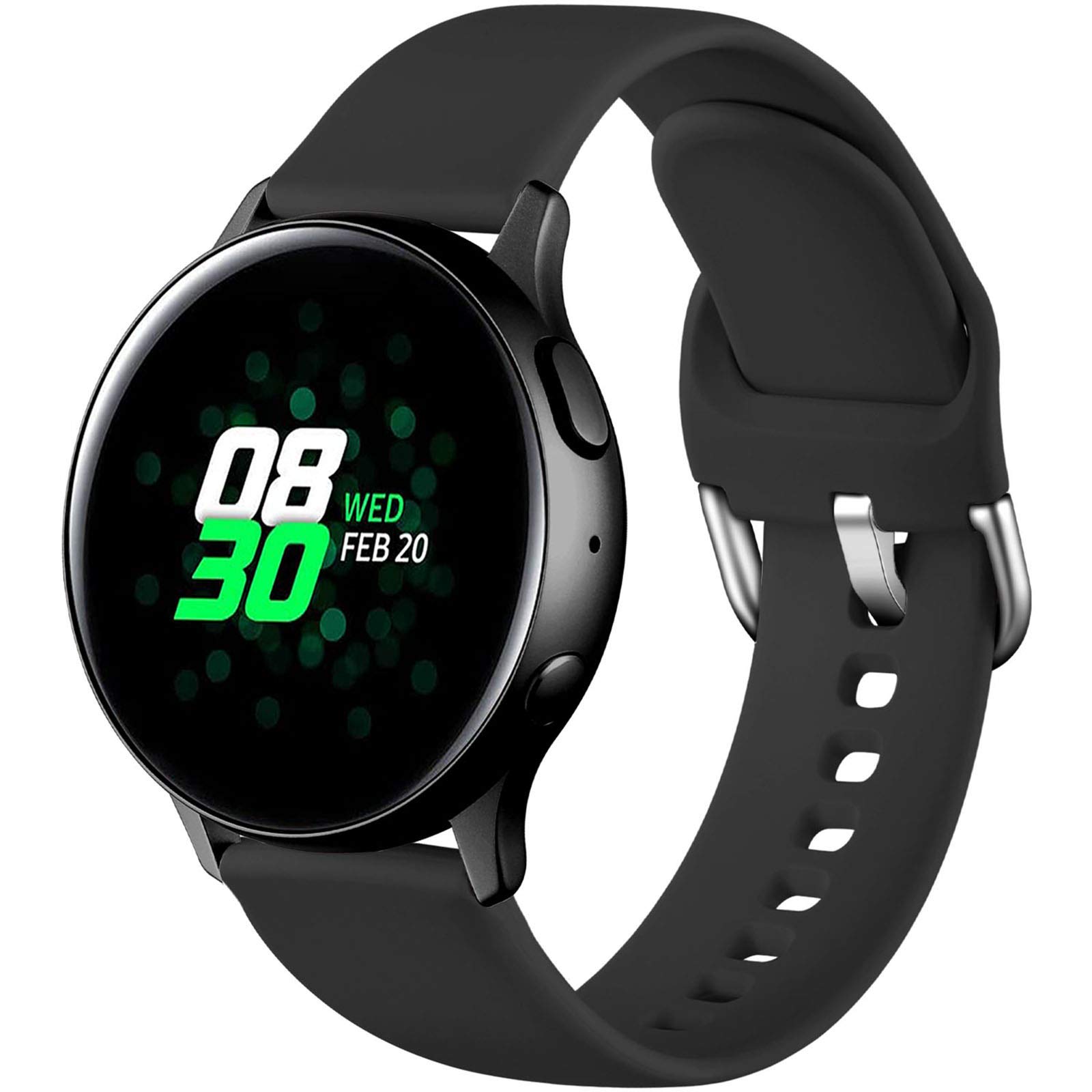 Dirrelo Sport Strap Compatible With Samsung Galaxy Watch Active/Active 2 40mm/44mm, 20mm Waterproof Silicone Replacement for Samsung Galaxy Watch 6/5/4 40mm 44mm Strap for Women Men,SmallBlack