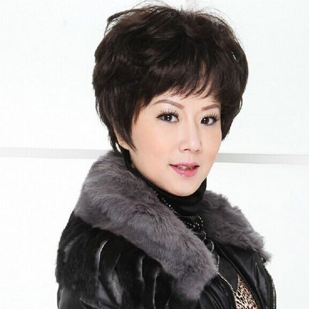 Amazon Zmy エレガント 中高年 女性 レディースウイッグ ショートヘア 短髪 ナチュラルブラウン フルウィッグ 通販