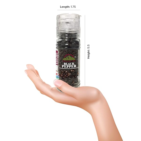 HIMALAYAN CHEF BLACK PEPPER GLASS GRINDER-1.76OZ