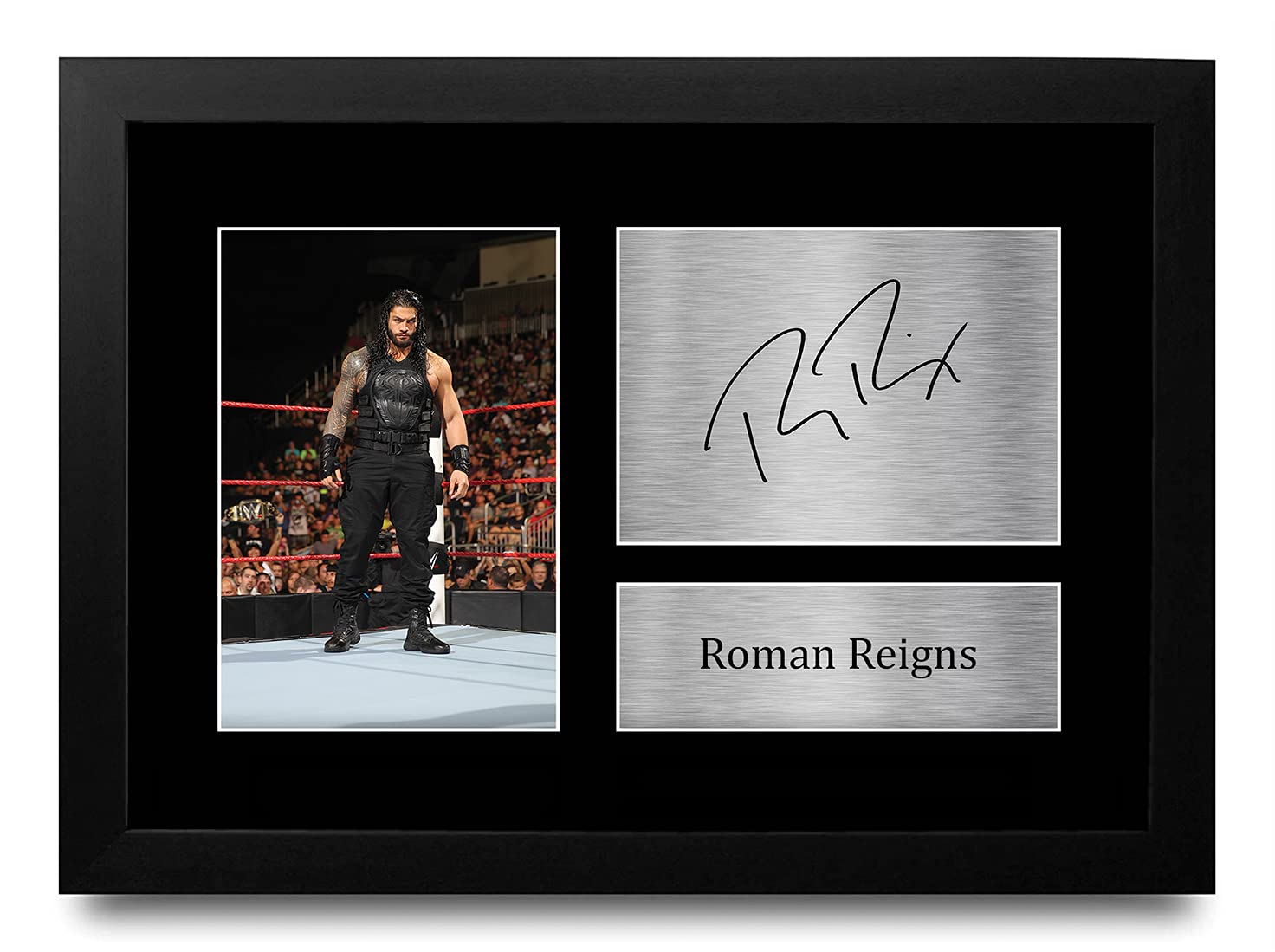 HWC Trading FR Roman Reigns Gift Signed FRAMED A4 Printed Autograph WWE Gifts Wrestling Print Photo Picture Display