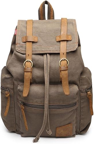 Amazon Sunny 帆布シリーズ キャンバス レザーストラップ スポーツ バッグリュック 登山 森ガール 山ガールに人気 収納力抜群 リュックサック Outdoorに最適 大人 メンズ レディース かわいい 登山用 リュック デイバック 山登り デイバッグ ファッション タウン