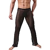 KAMUON Men’s Summer Sexy Mesh See Thru Stretchy Lightweight Sleep Lounge Pants
