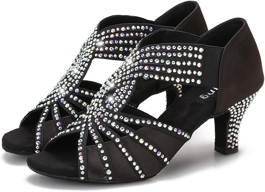 Rhinestones Ballroom Dance Shoes Women Latin Salsa Practice Wedding
