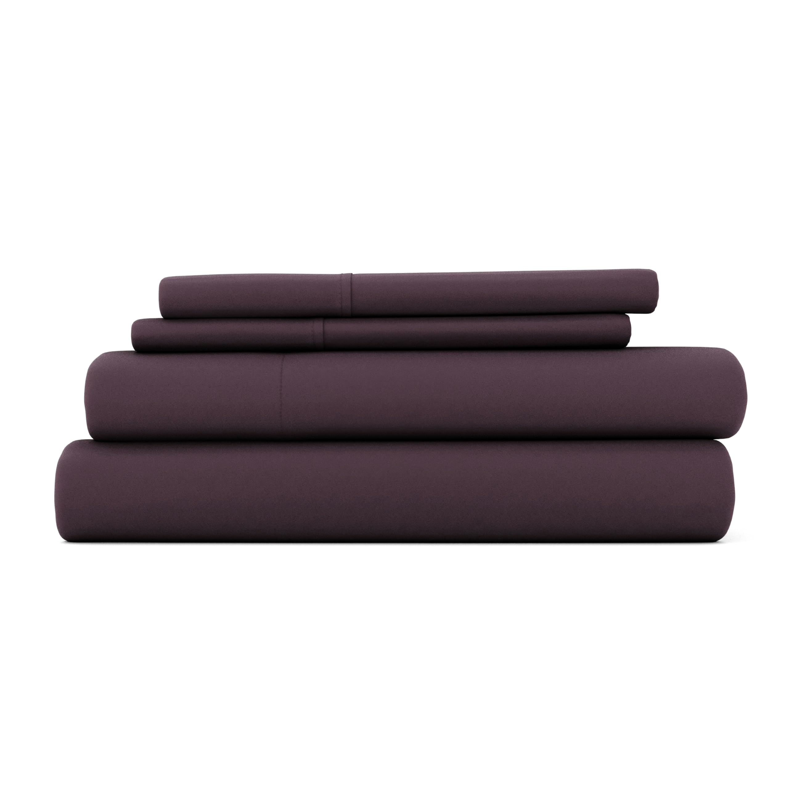 ienjoy Home Becky Cameron 3 Piece Double Brushed Microfiber Bed Sheet Set, Twin XL, Purple, TWINXL