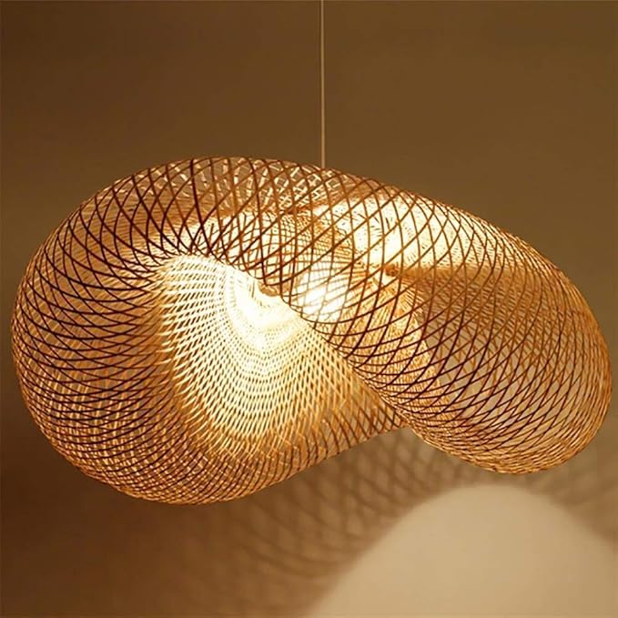 Bamboo Art Ceiling Light,Bamboo Lampshade Pendant Lamp,Bedroom Living