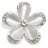 Riverbyland 10 PCS 25-mm Embellishing Rhinestone Flower Shape Shank Buttons Sewing Accessories Silver-1"