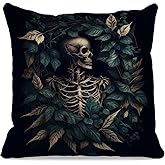 OFlich Gothic Skeleton Pillow Covers - Vintage Goth Pillows Cover 18X18, Gothic Decor for Home, Goth Gifts, Horror Decor, Gothic Home Decor, Horror Gifts