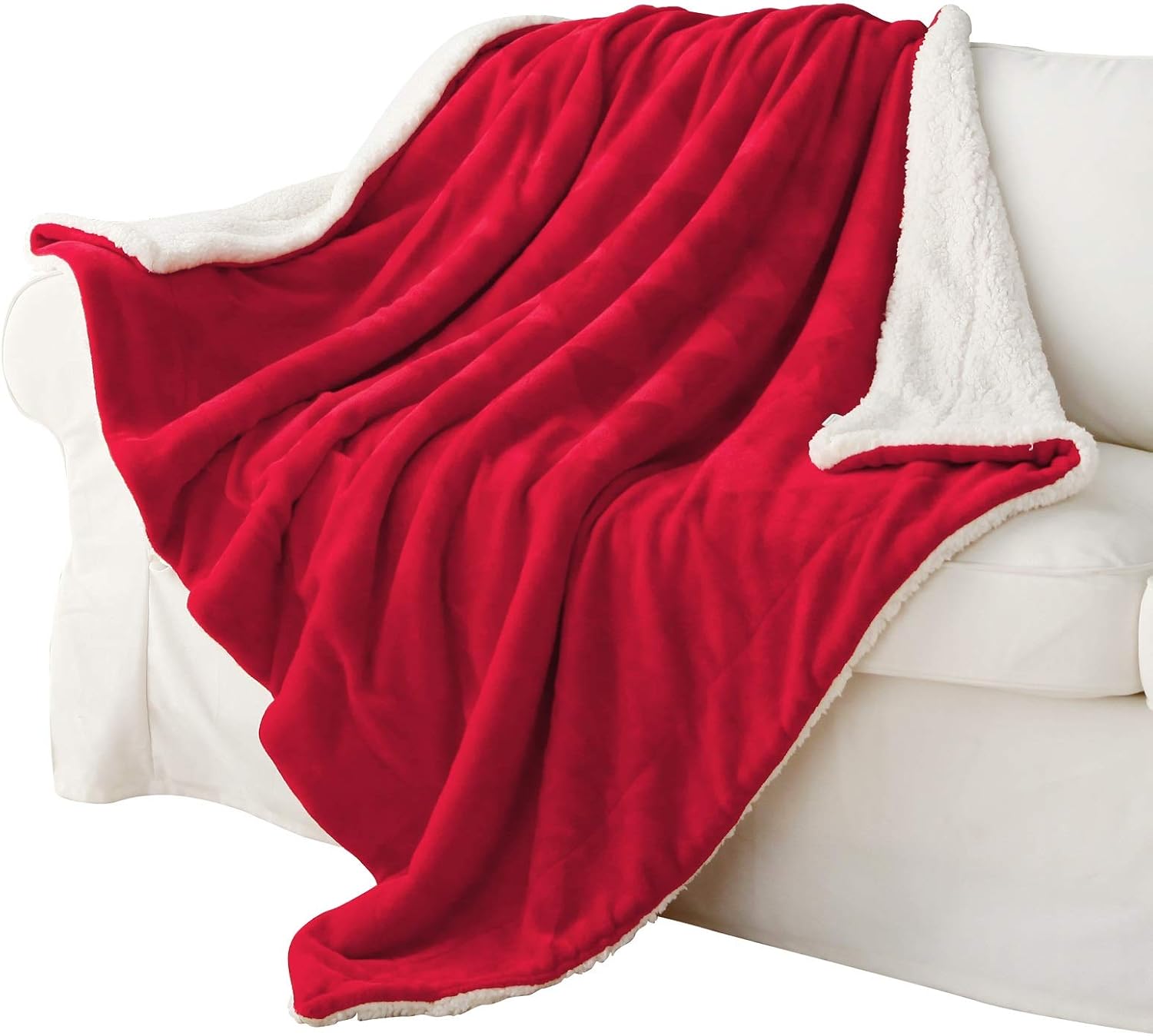 Exclusivo Mezcla 127x178CM Large Throw Blanket, Reversible Brushed Flannel Fleece& Plush Sherpa