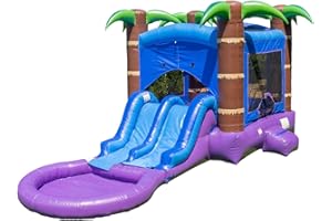 HERO KIDDO HeroKiddo Enchanted Forest Commercial Grade Bounce House Water Slide with Splash Pool for Kids and Adults (with Blower), Basketball Hoop, Outdoor Indoor, Wet Dry Combo, Inflatable, Birthday Party