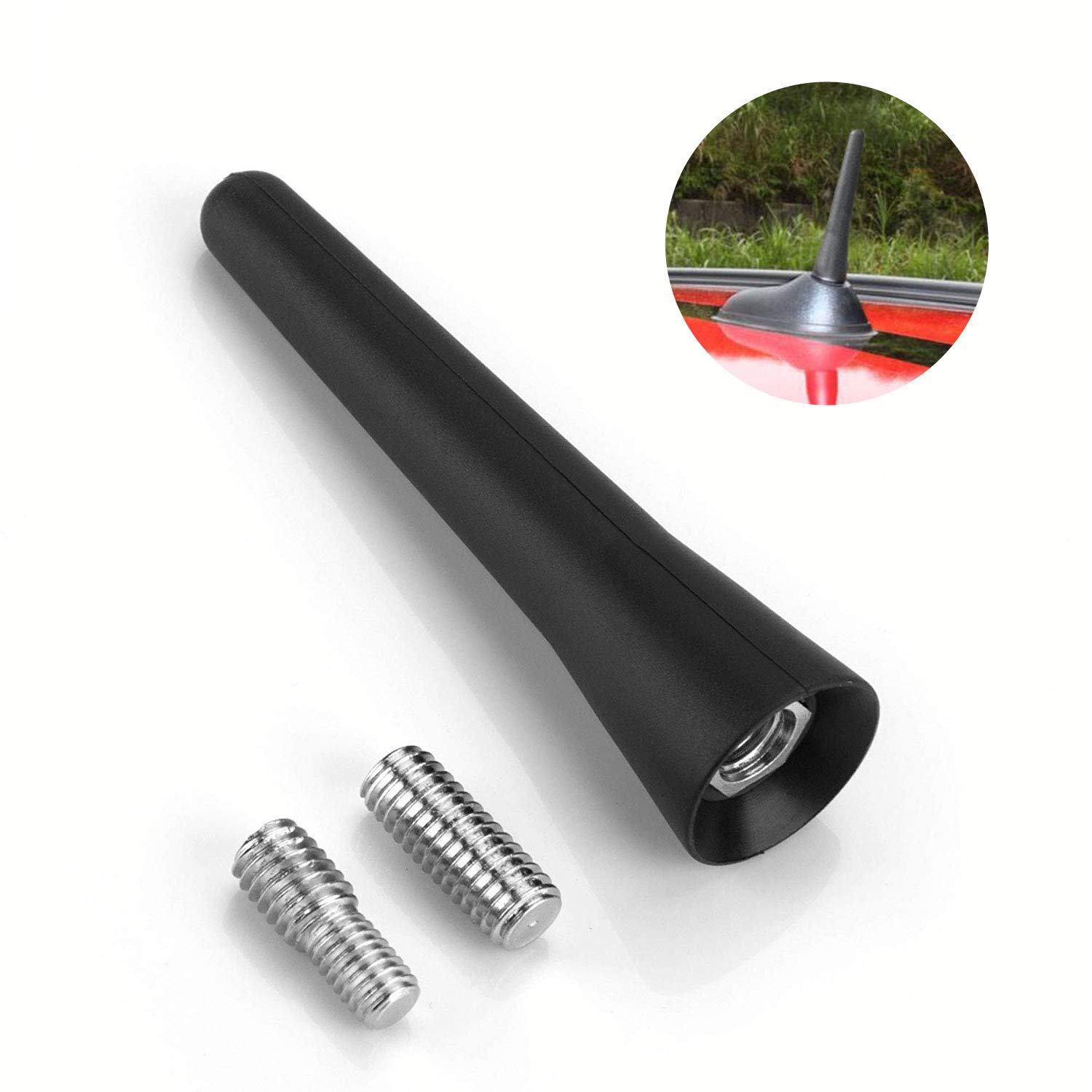 Autoantenne Kurz, Universal Kurzstabantenne Autoradio-Antennenantenne AM/FM-Radio Auto Antennen Kurz Schwarz