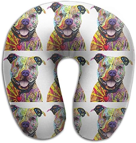 Creative Cute Colorful Pitbull Design Comfortable U Shaped Neck Pillow Soft Neck Support Pattern Pillow For Rest,Travel,Car,Airplane,Bed,Sofa