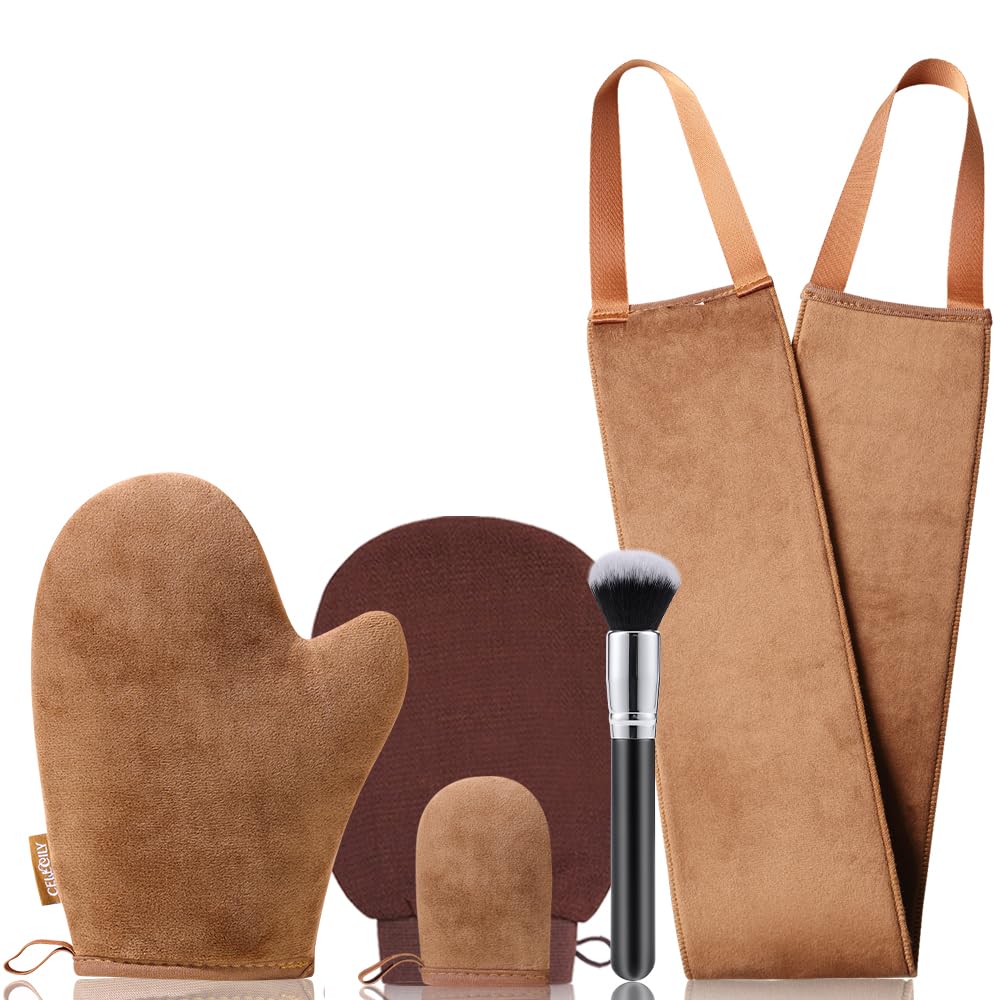 5 in 1 Self Tanning Mitt Self Tan Mitt Glove Fake Tan Mit Tanning Gloves Tanning Brush Back Tanner Applicator Lotion Applicator for Back Tanning Mitts