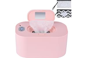 TEDMAX Baby Wipe Warmer,3 Modes of Temperature Heating Control Large Capacity Silence Evenly Top Design Heating Wipe Warmer with Baby Wet Wipes Pouch for Newborns,Diaper Wipe Warmer,Baby Shower Gifts (Pink)