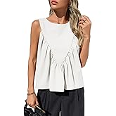 Cicy Bell Womens Peplum Babydoll Tank Tops Summer Sleeveless Loose T Shirts Casual Shirred Flowy Tops