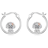 Seiyang Animal Earrings 925 Sterling Silver Cute Animal Dog/Fox/Koala/Rabbit/Sloth Hoop Earrings Jewelry Gifts for Women Animal Lovers