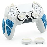 Grip Cover for PS5 Controller, Wukong-Inspired Ergonomic Silicone Cover with Fiery Eyes Joystick Caps, Chainmail Grip Design & Somersault Cloud Back (Grey)