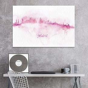 Canvas Wall Art - Impressionism Watercolor Style City Landscape of Madrid - Giclee Print Gallery Wrap Modern Home Art Ready to Hang - 12x18 inches