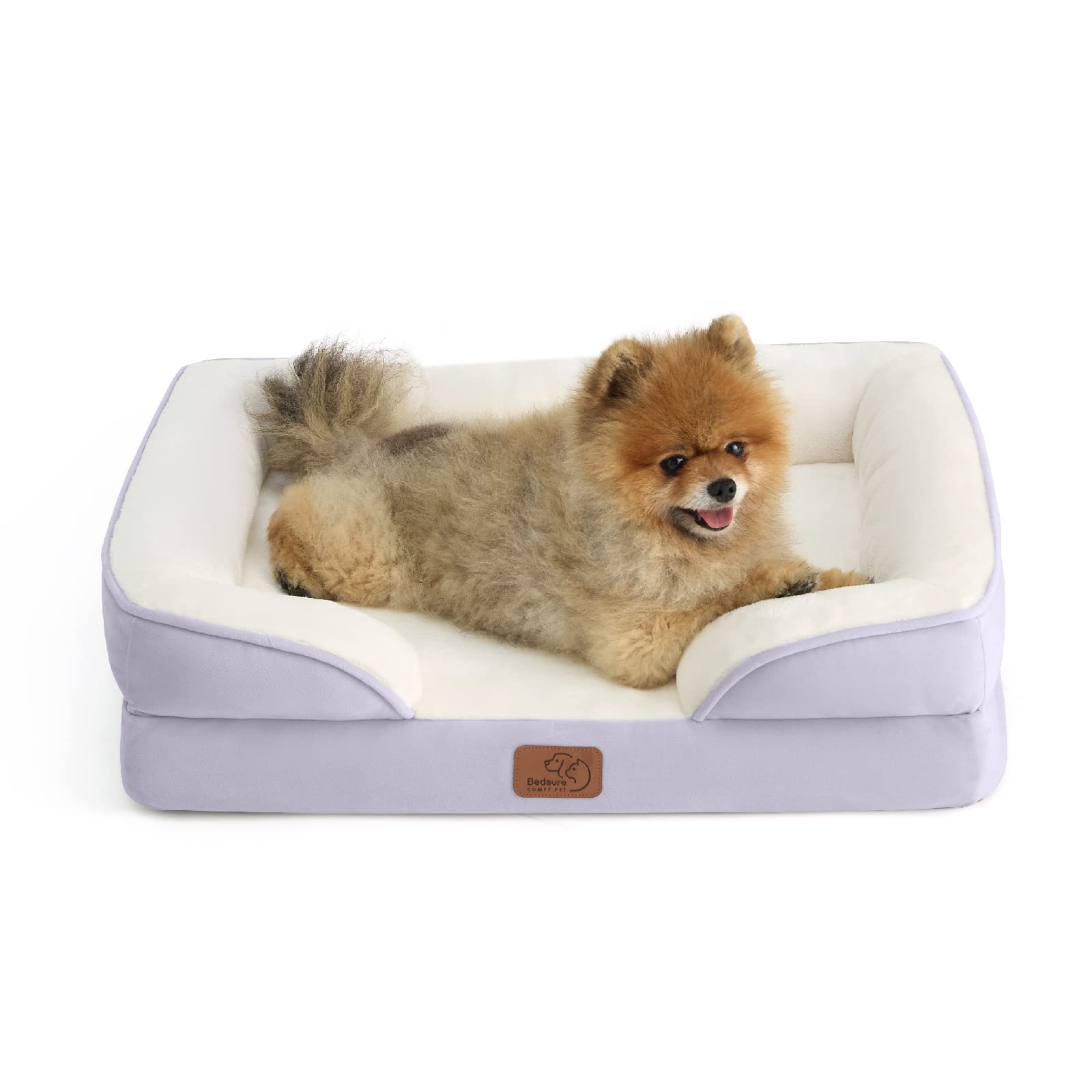 Photo 1 of Bedsure Orthopedic Dog Beds for Small Dogs - Washable Small Dog Cat Bed Waterproof, Comfort Pet Couch Sofa with Washable Removable Cover, Pets Bed with Nonskid Bottom, Lavender, 24"