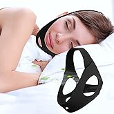 Anti Snoring Chin Strap for Men and Women, Comfortable Chin Strap for Cpap Users, Adjustable Stop Snoring Chin Strap Snoring Solution Chin Straps to Keep Mouth Closed While Sleeping (Black)