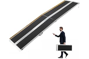 TRIBLE SIX Non-Skid Wheelchair Ramp 10FT Aluminum Foldable Portable Mobility Scooter Threshold Wheelchair Ramp for Home Doorways Steps Curb Vehicle Entry Stairs Driveway Vans SUV 600LB Capacity 28.3"W
