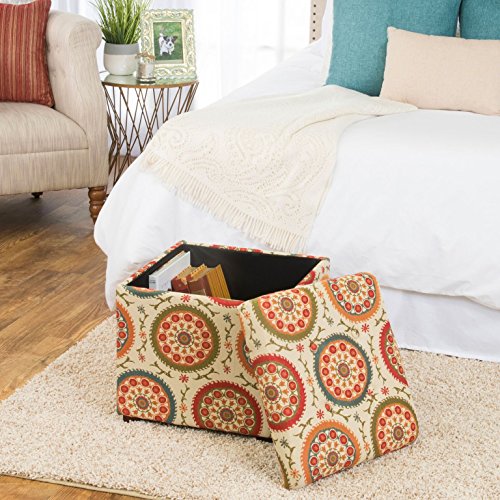 HomePop Square Upholstered Storage Ottoman with Removable Top 17.50" x 17.50" x 17.50" Suzani