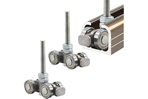 2 PCS 4 Wheel Heavy Duty Trolley Assembly Roller Stable Welded Roller Trolley 4 Bearing Silent Trolley Assembly for 1-5/8" Wi