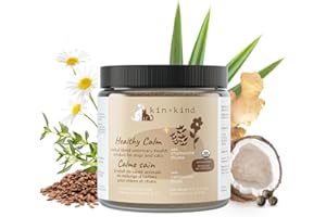 kin+kind Healthy Calm Supplement for Dogs & Cats - Vet Formulated Natural Formula with Organic Chamomile, Thyme, Apple Pomace