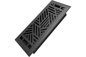 Howeall 4x10 Inches Heavy Duty Walkable Floor Register Easy Adjust Air Supply Lever Floor Vents - Brooklyn Design - Vent Cover for Home Floor - Matte Black
