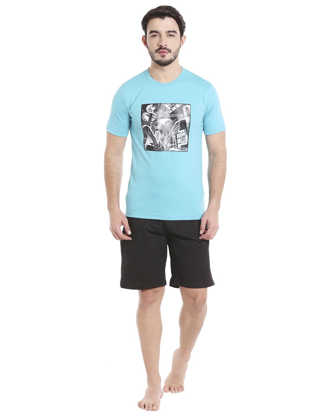 nightwear for men - night suit - summer wear - tshirt & shorts combo set - sinker material - short sleeves - branded valentine men's night wear - sizes