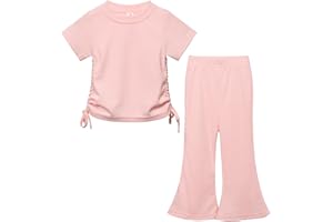 Toddler Girl Summer Clothes Little Girl Outfit Short Sleeve Shirt Top + Flared Pants 2 Pieces Girls Clothing Set
