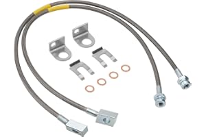 Racewill Front Brake Line 89702, Stainless Steel Extended Brake Line Kit Compatible with 1984-2001 Jeep Cherokee XJ 2WD/4WD, 1987-2006 Jeep Wrangler TJ/YJ 4WD, for 4"-6" Suspension Lift