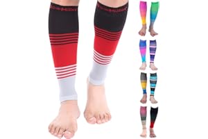 Doc Miller Compression Calf Sleeve for Men & Women, 20-30 mmHg Graduated Support, Knee High, Running, Shin Support, Calf Sleeves, Striped Design, 1 Pair