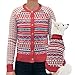 Blueberry Pet Fair Isle Style Sugar Coral Pullover Dog Sweater with Heart, Back Length 12