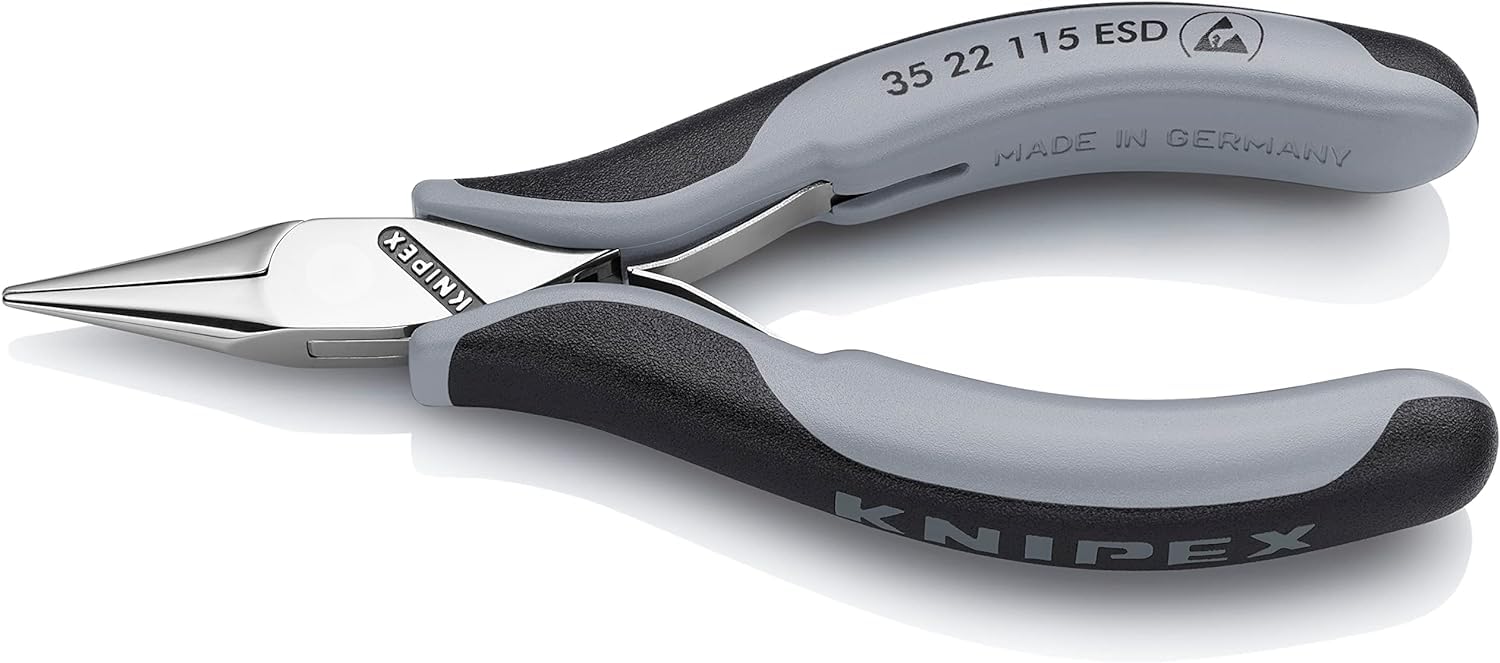 KNIPEX Electronics Pliers ESD with Box Joint with Multi-Component Handles 115 mm, 35 22 115 ESD