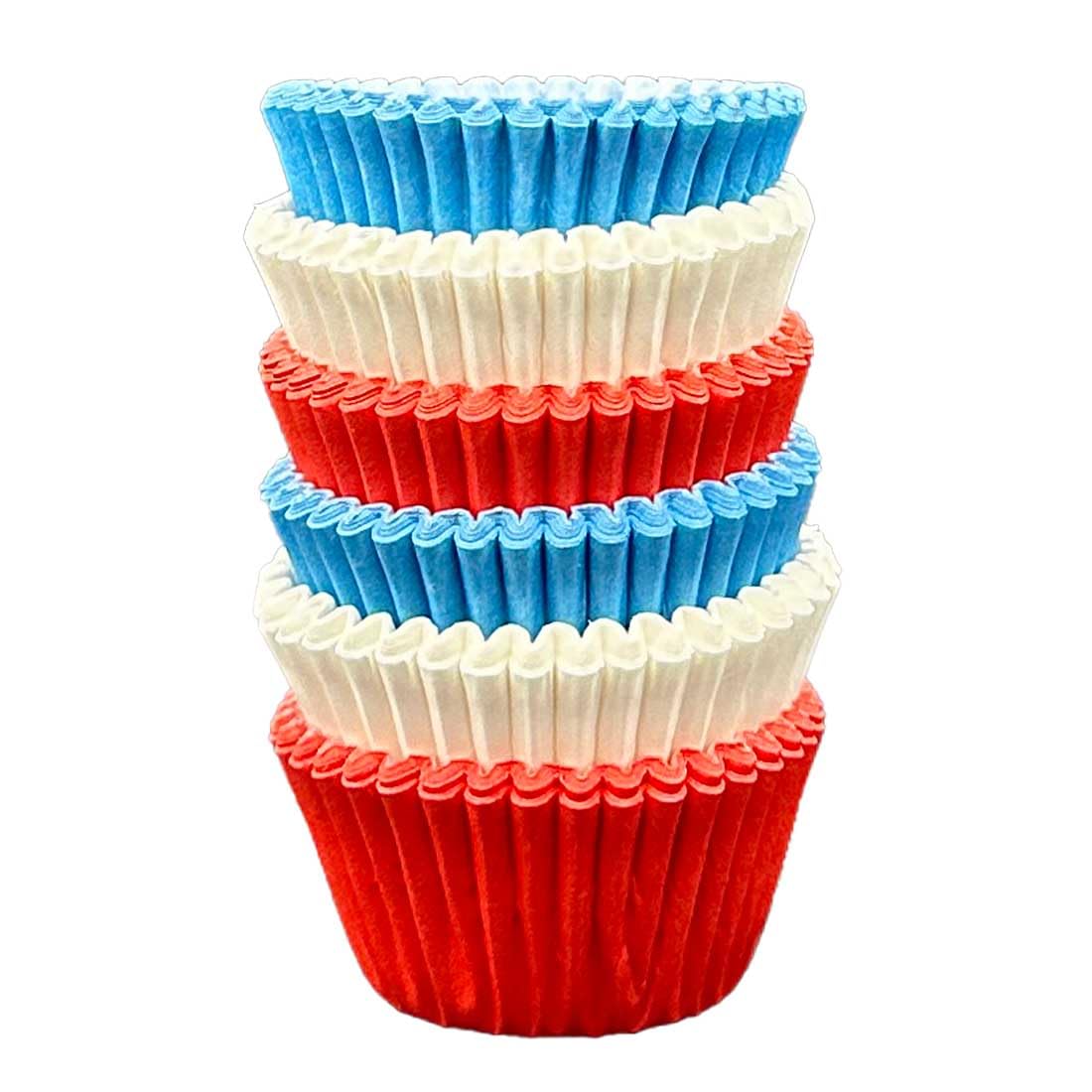 Scrumptious! - 150PC Mini Muffin Cases - British Red, White and Blue Mix Baking Cases - 45GSM 31mm x 23mm Paper Baking Cases - Great for Royal and USA Themed Party Cakes, Bakes and Sweets