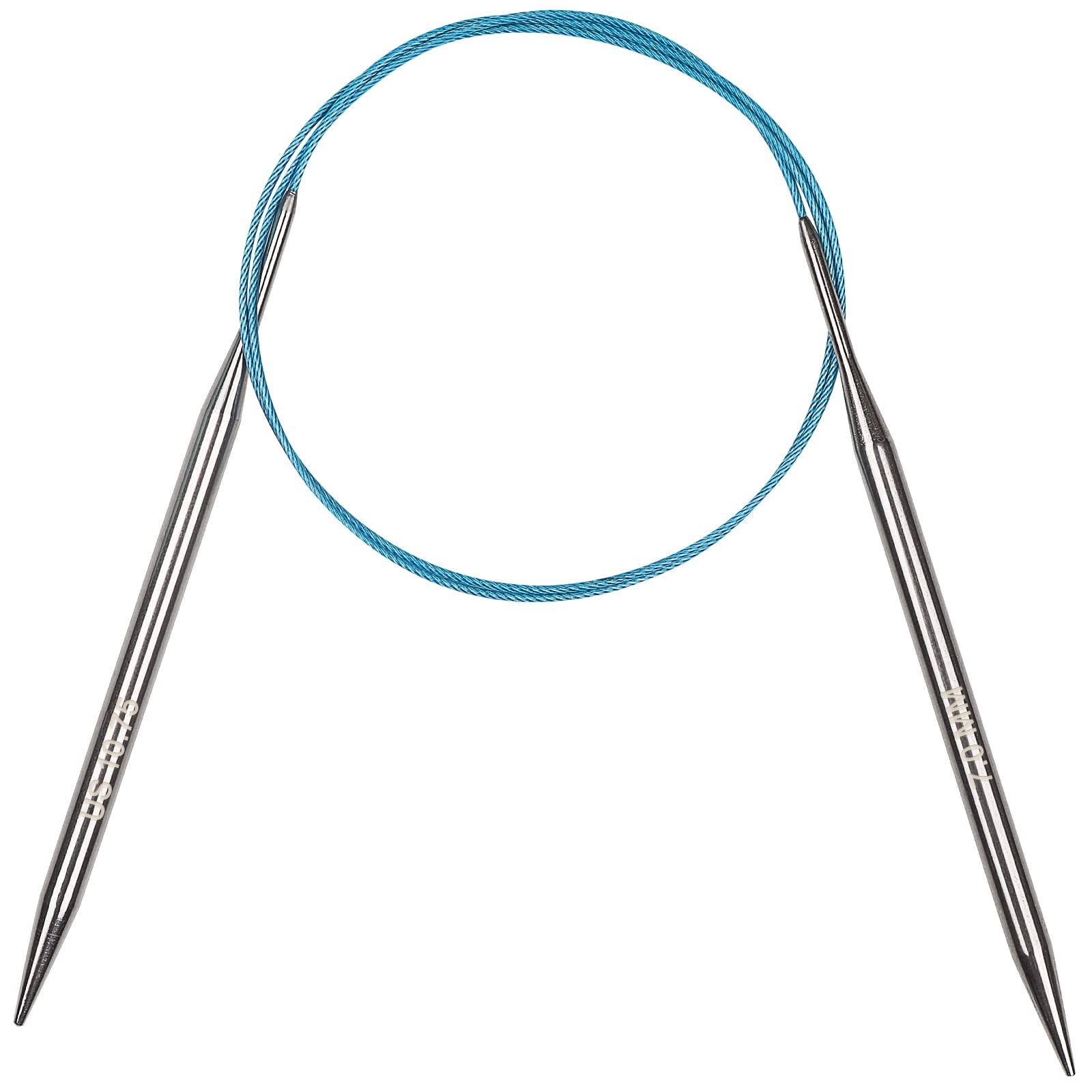 Aeelike 7mm Circular Knitting Needles 100cm, Metal Circular Needles with Flexible Cable, Fixed Stainless Steel Knitting Pins, Long Round Knitting Needles for Blankets Large Projects, Size US 10.75