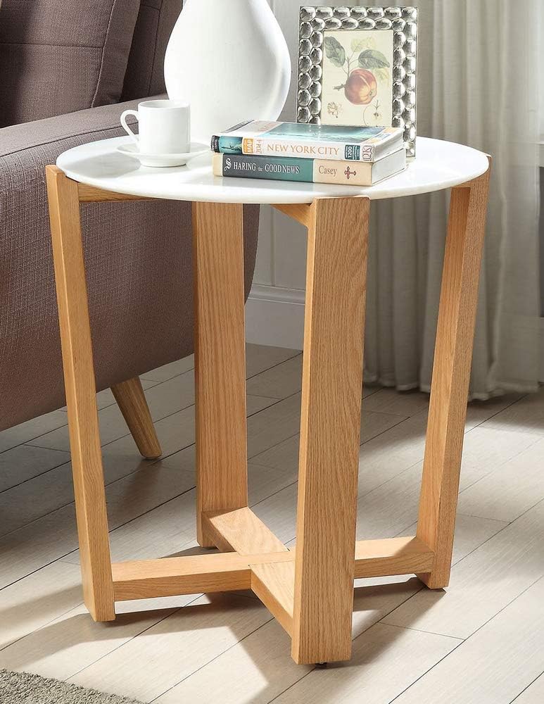 Amazon Com Acme Furniture Side Table Marble And Natural Furniture Decor