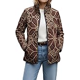 Akivide Women's Vintage Floral Pattern Quilted Jacket Casual Fall Winter Snap Button Open Lightweight Coat with Pockets