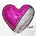 Tomus-UNI Mermaid Sequin Pillow with Insert, 13''×15'' Heart Magic Reversible Sequins Cushion for Home Décor(Rose/Silver)